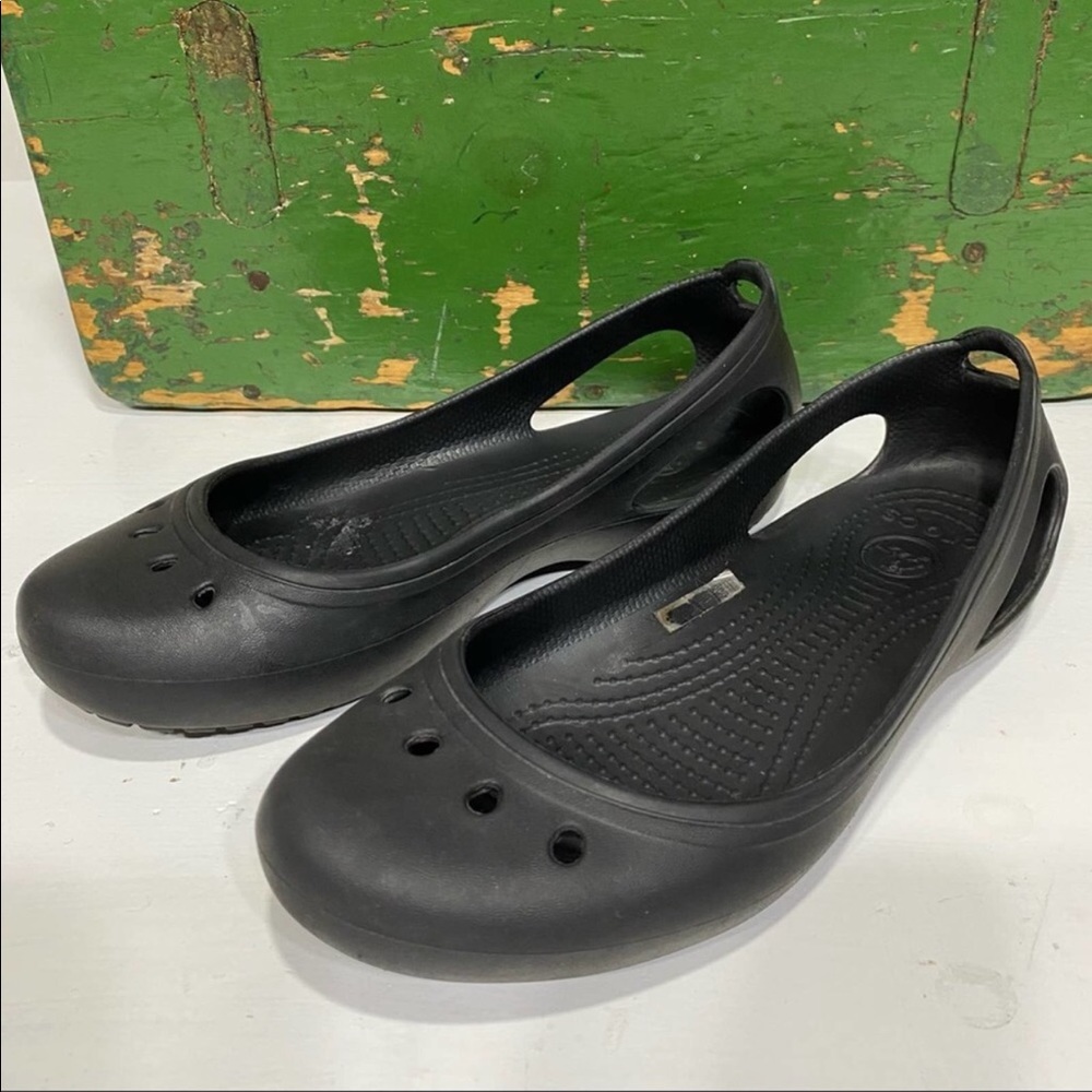 Crocs Black Slip On Sandals Flats